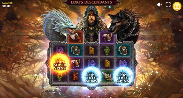 Loki's Descendants - activarea funcției Serpent cu Wild-uri diagonale